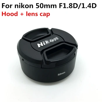 1 takım 52mm hood +lens kapağı Siyah Metal kamera lens Hood nikon lens için 50mm 1.8 D 1.4 D 50-1. 8 D lens kapağı