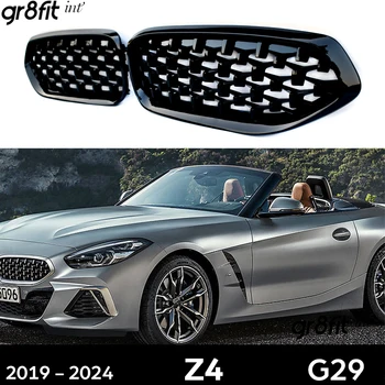 1 Çift Yedek Ön Tampon Elmas Izgara Parlak Siyah Böbrek Grill İçin BMW Z4 2019 - 2024 G29 Roadster M40i sDrive 25i