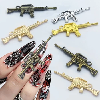10 adet 3D Metal Tabanca Tırnak Takılar Alaşım Silah Silah Takılar Tırnak Aksesuarları Retro Silah Şekilli Tırnak Sanat Takılar Takı Yapımı Kiti