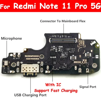 10 Adet / grup, Redmi Not 11 Pro 5G Yeni USB Güç Şarj Bağlayıcı Flex Kablo Xiaomi Redmi İçin Not 11 4G Şarj Plakası