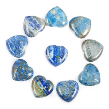 10 adet Lapis Lazuli Taş Reiki Mini 2cm Doğal Kalp Şeklinde Kristal Süs Gül Kuvars 7 Çakralar Enerji Şifa Ametist