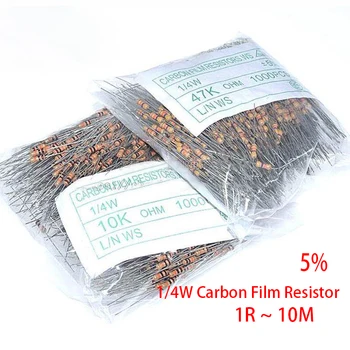 1000 adet 1/4 W Karbon film rezistans 5% 1R ~ 10 M 0R 10R 100R 220R 330R 1 K 2.2 K 3.3 K 4.7 K 10 K 22 K 47 K 100 K 1 M 0 10 100 220 330 ohm