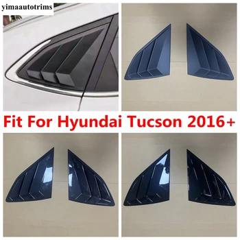 2 ADET Araba Arka Pencere Yan Havalandırma Panjur Panjur Kapağı Trim Hyundai Tucson 2016 - 2020 İçin Siyah Karbon Fiber Aksesuarları Dış