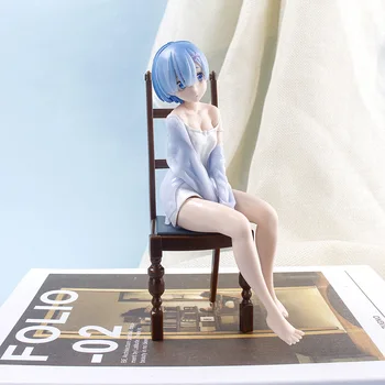 2 tip YENİ Anime Re: Farklı Bir Dünyada Yaşam Sıfır Ram Rem sandalye ile pijama Figürü Bebek PVC Koleksiyon Model Oyuncaklar hediye