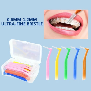 20 Adet Yeni L Şekli Push-Pull İnterdental Fırça Diş İpi Ağız Bakımı Diş Beyazlatma Kürdan Diş Fırçası Ortodontik Diş