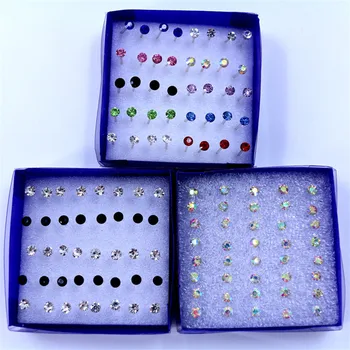 20 çift/takım Renkli Kristal saplama küpeler Kadınlar İçin Set Takı Rhinestones Piercing Küpe seti Paketi çok Bijuteri brincos