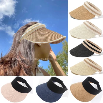 2023 Yaz Boş Üst güneş şapkası Anti Uv Kadın Açık vizör kapağı Rahat Gölge Şapka Hasır Geniş Geniş Ağız Plaj Güneş Şapka Bayan Yeni