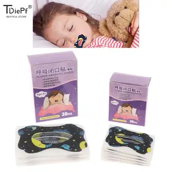 30 Adet / kutu Anti-Horlama Ağız Sticker Çocuk Yetişkin Gece Uyku Dudak Burun Solunum Iyileştirilmesi Yama Ağız Düzeltme Ortez Bant
