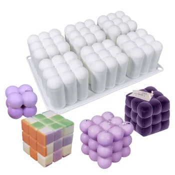 3D Rubik Küp Kek Kalıbı Silikon Mum Kalıp Aromaterapi Alçı Kalıp DIY Doğum Günü Partisi İçin El Yapımı Sabun Formu Zanaat