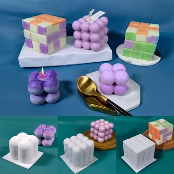 3D Rubik Küp silikon kalıp Mousse Kek Çikolata Pişirme Kalıp Tatlı DIY Dekorasyon Sanat Kek Zanaat Sihirli Küp Mum Yapımı