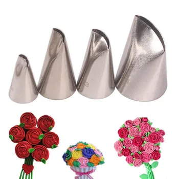 4 adet Gül Çiçek Petal Krem Meme Lale Pasta İpuçları Boru Çiçek Makas Tırnak Şekerleme Fondan Kek Dekorasyon Araçları
