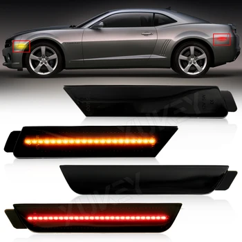 4x Araba Ön ve Arka Amber/Kırmızı Tam Yan İşaretleyici Dönüş sinyal ışığı Chevy Camaro 2010-2015 için LED Çamurluk / Dönüş sinyal ışığı 12V