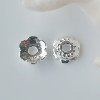 5.5 mm katı 925 ayar gümüş boncuk kapakları ile 1.4 mm delik, gevşek ara boncuk kap kolye,bilezik,küpe ,1 adet