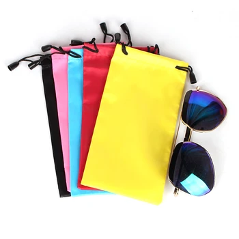 5 Renk Yeni yüksek kaliteli İpli güneş gözlüğü torbası güneş gözlüğü Gözlük kılıfı Kumaş Pürüzsüz Yüzey Yumuşak Gözlük Çantası