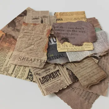 60 Yaprak Vintage Yanmış İşaretleri Malzeme Kağıt Eski Gazete Mektup Seyahat Biletleri Yırtılabilir Retro Kağıt Günlüğü Dekor Scrapbooking