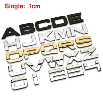 A-Z 0-9 3cm Yükseklik Krom Metal Harfler Sayılar Yıldız Aşk Kalp DIY Araba Styling Logo Rozeti 3D Sticker Range Rover için Büyük Duvar