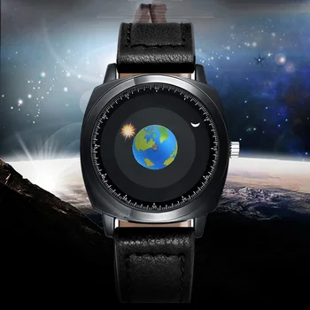 ADDİES Marka Yaratıcı Tasarım Dönen Toprak kadranlı saat Silikon Deri Kuvars spor saat erkek saati Relogio Masculino