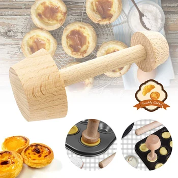 Ahşap Yumurta Tart Sabotaj Çift Taraflı Eggtart İtici Yumurta Tart Makinesi Mini Pan kalıp Pasta Araçları Ev DIY Pişirme Aksesuarları