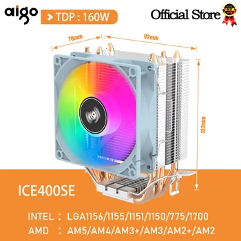 Aigo hava CPU soğutucu soğutma fanı sessiz Ventilador 4 ısı boruları radyatör Intel LGA 1150 1151 1155 1700 775 1200 AMD AM3 AM4 AM5