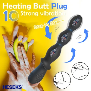 Anal Plug prostat masaj aleti akıllı ısıtma Butt Vibratör Erkekler İçin Uzun Orgazm Vajina Stimülatörü titreşimli Top Anüs Seks Oyuncakları