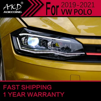 Araba ışıkları VW POLO için Far 2019-2021 POLO Kafa Lambası Drl Projektör Lens Otomotiv Aksesuarları
