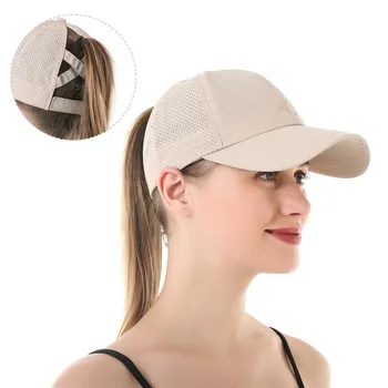 Beyzbol Kapaklar Kadınlar İçin Şapka Yeni Nefes Örgü Güneşlik Şapka Kadın Yaz Avrupa Açık Spor Criss Çapraz At Kuyruğu Şapka