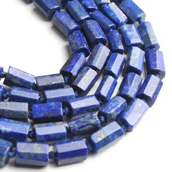 Doğal Lapis Lazuli Taş Boncuk Silindir Şekli Gevşek halka boncuk Takı Yapımı Için diy bilezik Kolye 15 