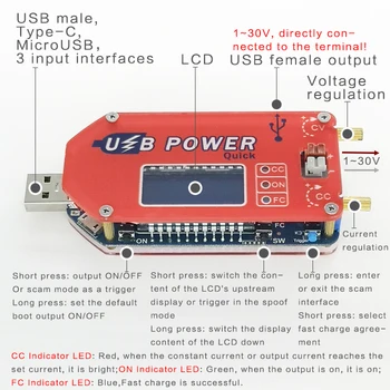 DP3A dijital ekran USB ayarlanabilir güç modülü DC 1-30V 15W QC 2.0 3.0 FCP Hızlı şarj laboratuvar güç kaynağı regülatörü