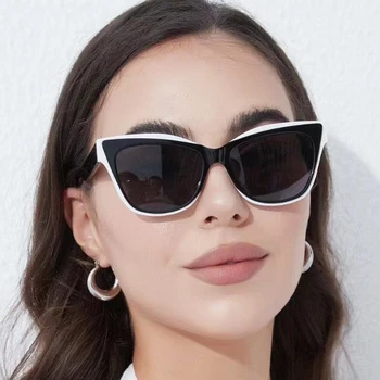 DYTYMJ Kedi Göz Güneş Kadınlar Vintage Cateye güneş gözlüğü Moda Büyük Çerçeve Gözlük Lüks Marka Siyah Seksi Lentes De Sol Mujer
