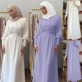 Eid Abayas Kadınlar için Türk Elbiseler Müslüman Dubai Abaya Kimono Fas Kaftan Başörtüsü Kaftan Elbise İslam Giyim Moda Elbise