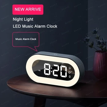 Elektronik Dijital Aydınlık çalar saat USB Şarj Müzik Çift Alarm Kademesiz Karartma Masa Saati Gece Lambası Öğrenci LED Saatler