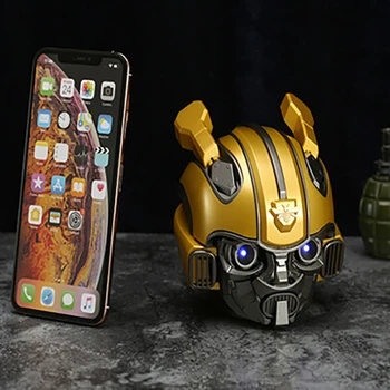 En iyi çocuk hediyesi!  Transformers Bumblebee Kask kablosuz bluetooth 5.0 Hoparlör Fm Radyo Desteği Usb Mp3 TF Çocuklar için