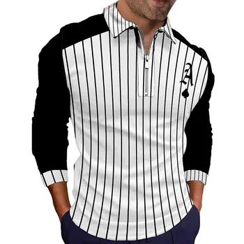 Erkek POLO GÖMLEK 2023 Moda Erkek Şerit polo gömlekler Marka Erkek Uzun Kollu Gömlek Polo Erkek Giyim