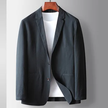 Erkek Takım Elbise Ceket Hafif Buruşuk İş Rahat Blazer Sonbahar Erkek Giyim 2022 Yüksek Kaliteli Tek Göğüslü Kostüm Homme