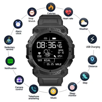 FD68S akıllı saat Erkekler Kadınlar 30M Su Geçirmez Spor Akıllı Kol Saati Bluetooth nabız monitörü Spor Bilezik Android IOS için