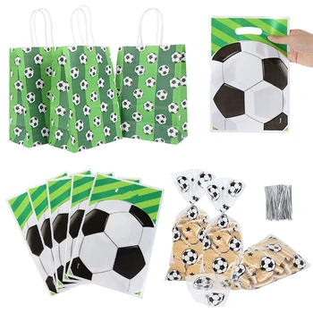 Futbol Futbol Tema Hediye Çantası Kraft Kağıt Torba Spor Parti Hediye Paketleme Çantası Kullanışlı Şeker Çantası Çocuklar Doğum Günü Partisi Favor Kaynağı