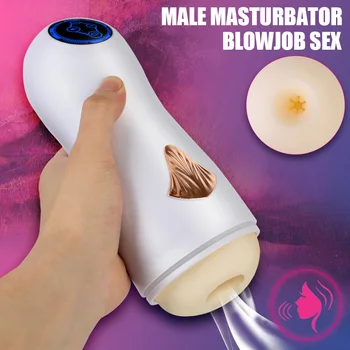 Güçlü Emiş Oral Seks Makinesi Erkek Masturbator Vibratör Sahte Ağız Erkekler İçin Glans Emme Enayi Penis Egzersiz Erotik Oyuncaklar