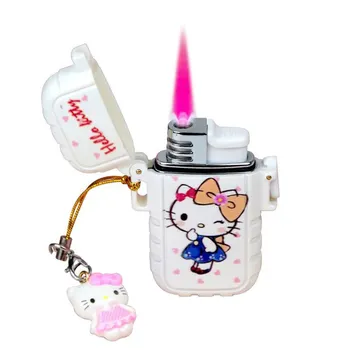 Hello Kitty Çakmak Kawaii Kuromi Çakmak Sanrioed Su Geçirmez Rüzgar Geçirmez ışık Pembe Alev çakmak sigara Hediye Hızlı Teslimat