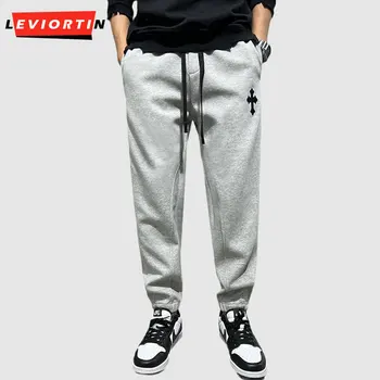 Hip Hop Basit Çok Yönlü erkek Baggy Joggers Sweatpants Moda Çapraz Nakış Streetwear Gevşek Rahat harem Pantolon Erkek
