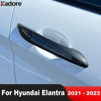 Hyundai Elantra 2021 2022 2023 için Karbon Fiber Araba Yan Kapı kulp kılıfı Trim Yakalamak Yerleşimi Kalıplama Sticker Aksesuarları