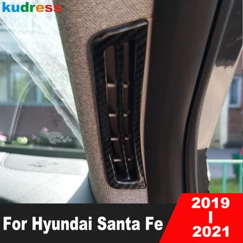 Hyundai Santa Fe 2019 için 2020 2021 Karbon Fiber Araba Ön Üst A Pillar Klima Havalandırma Kapağı Trim İç Aksesuarları