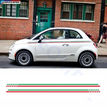 Italyan Bayrağı Çizgili Araba Bel Hatları Çıkartmalar Kapı Vücut özelleştirilmiş etiket Oto Vücut Aksesuarları Fiat 500 İçin