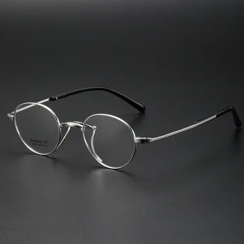 Japon Tasarım Saf Titanyum Gözlük Çerçeve Erkekler Retro Yuvarlak Reçete Gözlük Kadınlar Ultralight Optik Gözlük Gözlük