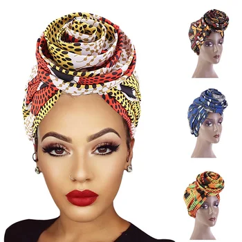 Kadınlar Afrika Desen Çiçek Başörtüsü Parti Türban Bandana Saten Astarlı Bere Başkanı Wrap Şapkalar Kap Kemo Türban