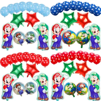 Karikatür Süper Mario Bros Alüminyum Film Balonlar Anime Figürleri Mario Luigi Yoshi Tema Oyunları Doğum Günü Partisi Süslemeleri Balonlar