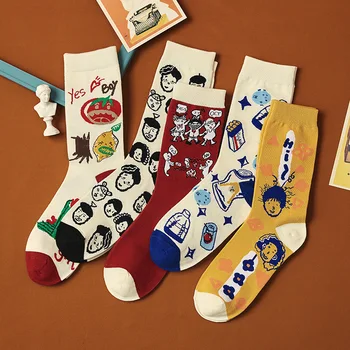 Komik villain çorap erkekler ve kadınlar Kore versiyonu tüp Harajuku tarzı sevimli kız karikatür net kırmızı gelgit çorap