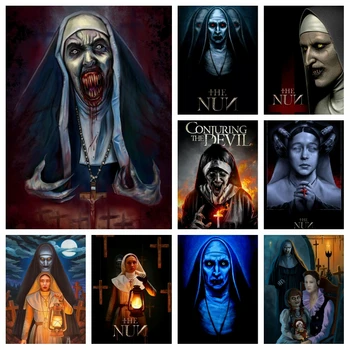 Korku Filmi Rahibe Elmas Boyama Mozaik Fotoğraf Conjuring Evren Cadılar Bayramı Sanat Nakış Çapraz Dikiş İşi Duvar Dekor