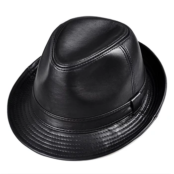 Kış Hakiki Deri Geniş Ağız Stetson Fedoras İngiliz Şapka Erkekler İçin / Kadın Gentman Siyah 55-61 cm Gömme Caz Hip - Pop Gorras