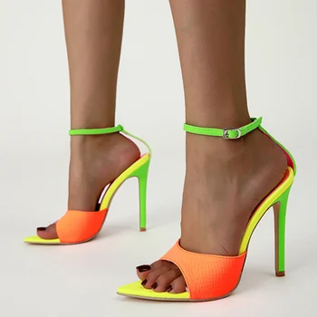 Like 2023 Yeni Karışık Renk kadın Sandalet Yaz Sivri Burun Toka Askı Gladyatör Yüksek Topuklu Bayan Elbise Ayakkabı Sandalias