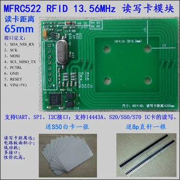 MFRC522 Modülü RFID IC kart okuyucu Modülü UART / SPI / I2C Arayüzü Uzun Mesafe 65mm